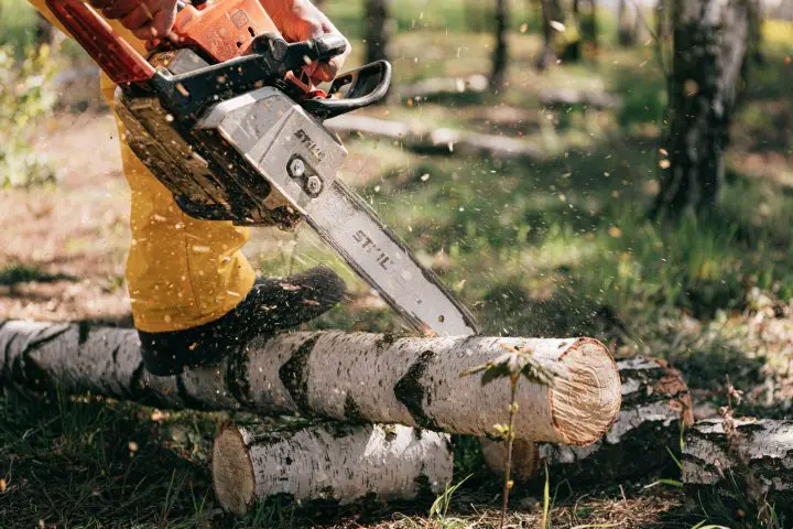 Photo of person using chainsaw